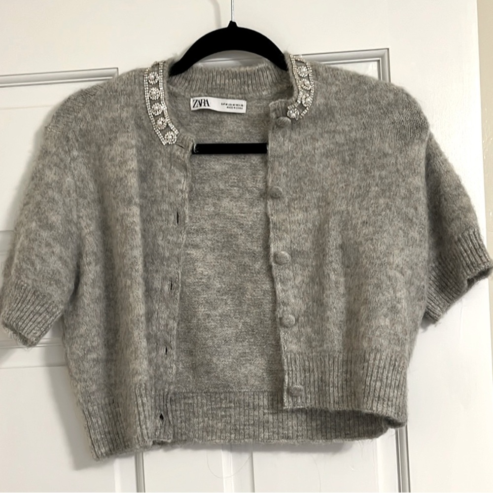 Zara Gray Cardigan Sweater with Cozy Knit Design